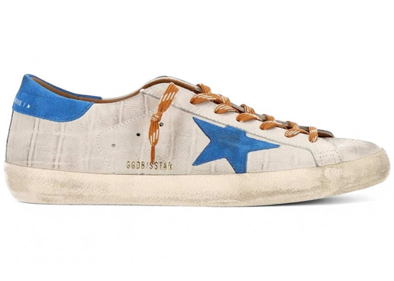 Golden Goose Super-Star Croc-Print White Blue