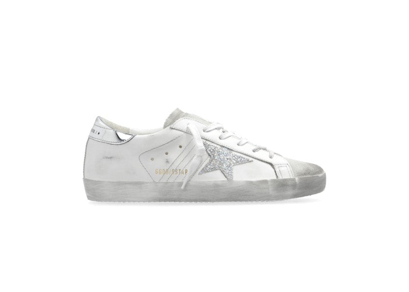 Golden Goose Super-Star White SIlver Metallic Glitter (Women's)