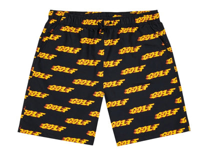 Golf Wang Tyler The Creator Inferno Logo Water Shorts Black