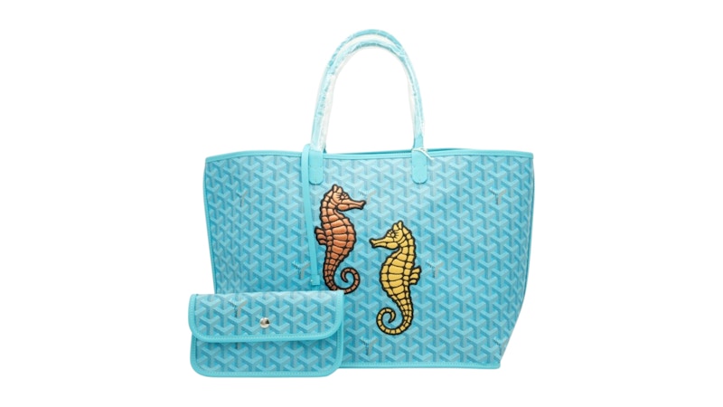 Goyard Anjou PM Seahorse Embroidery Bag and Balise Towel Turquoise