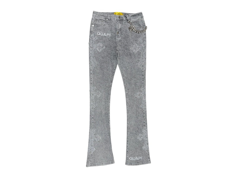 Guapi Distressed Cross Denim Jean Smoke Grey