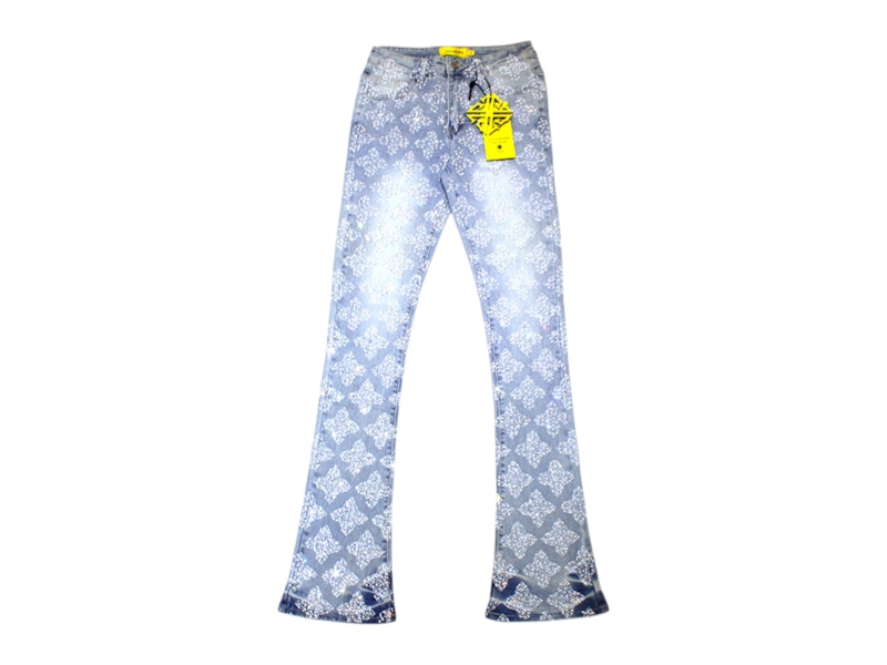 Guapi Embellished Denim V4 Jeans Aqua Blue