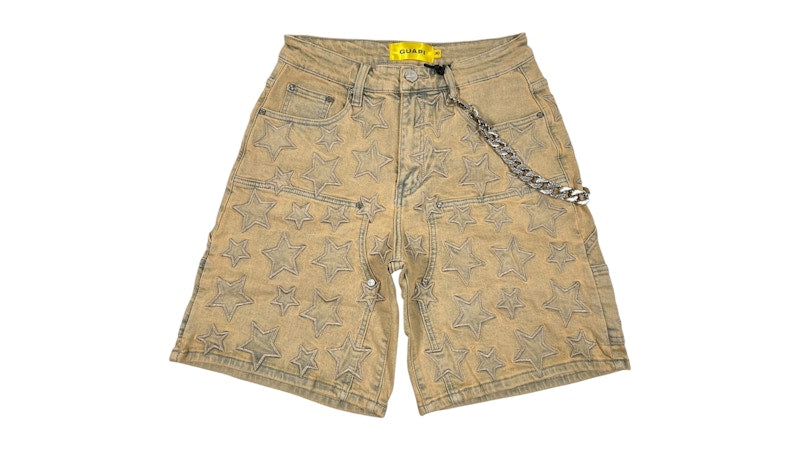 Guapi Vintage Stars Denim Shorts Beige