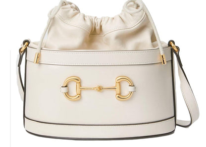 Gucci 1955 Horsebit Bucket Bag Small White