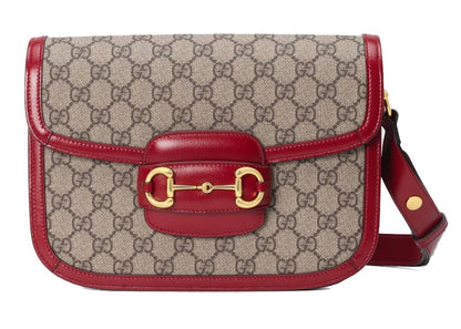 Gucci 1955 Horsebit Shoulder Bag Small Beige/Red