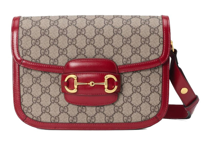 Gucci 1955 Horsebit Shoulder Bag Small Beige/Red