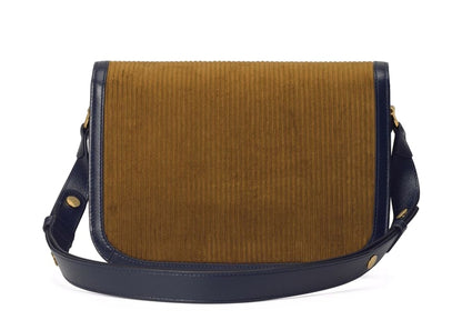 Gucci 1955 Horsebit Shoulder Bag Small Corduroy Brown/Blue