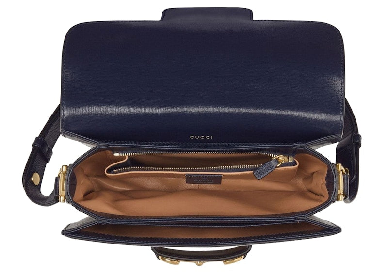 Gucci 1955 Horsebit Shoulder Bag Small Corduroy Brown/Blue