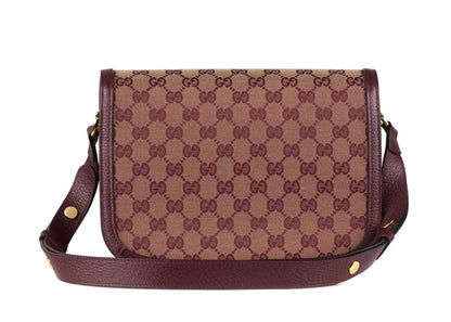 Gucci 1955 Horsebit Shoulder Bag Small GG Jacquard Beige/Burgundy
