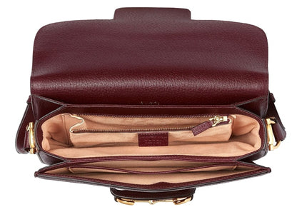Gucci 1955 Horsebit Shoulder Bag Small GG Jacquard Beige/Burgundy