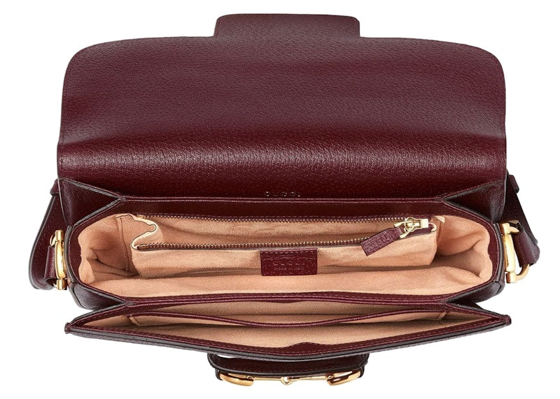 Gucci 1955 Horsebit Shoulder Bag Small GG Jacquard Beige/Burgundy
