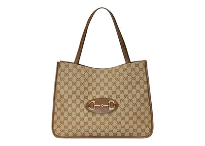 Gucci 1955 Horsebit Tote Bag GG Supreme Beige/Ebony