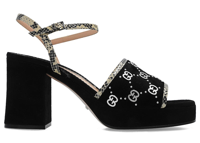 Gucci 60mm GG Suede Sandal Black (Women's)