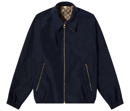 Gucci All Over GG Harrington Reversable Jacket Beige Navy