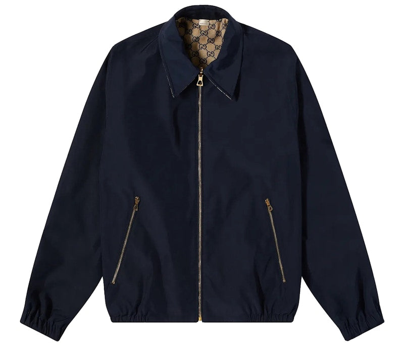 Gucci All Over GG Harrington Reversable Jacket Beige Navy