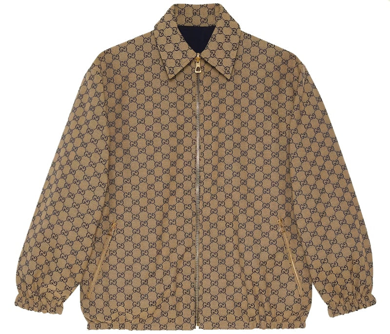 Gucci All Over GG Harrington Reversable Jacket Beige Navy