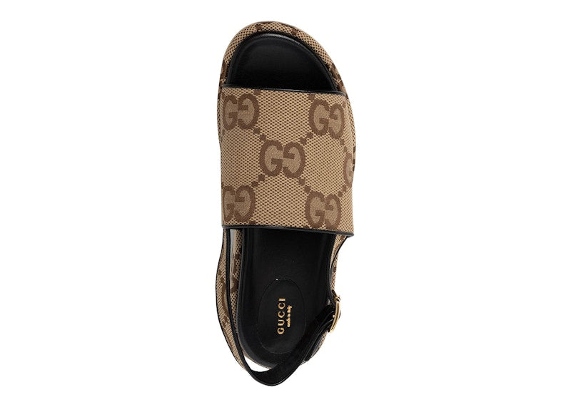 Gucci Angelina Supreme Platform 30mm Sandal Camel Canvas