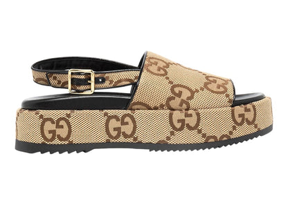 Gucci Angelina Supreme Platform 30mm Sandal Camel Canvas
