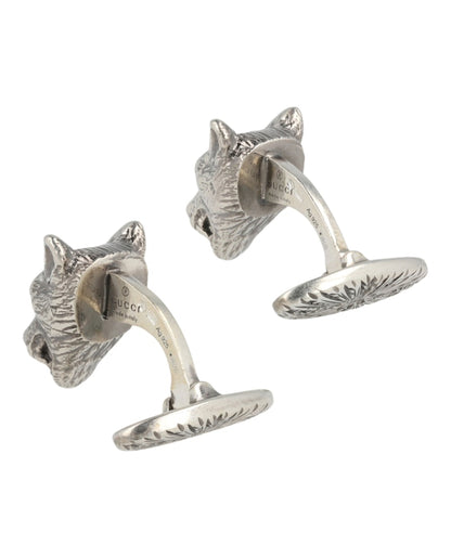Gucci Anger Forest Wolf Cufflinks Silver