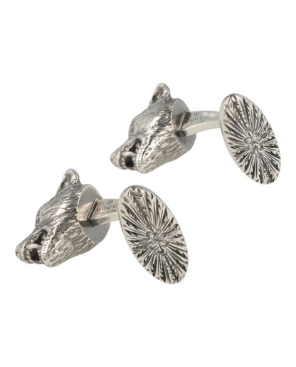 Gucci Anger Forest Wolf Cufflinks Silver