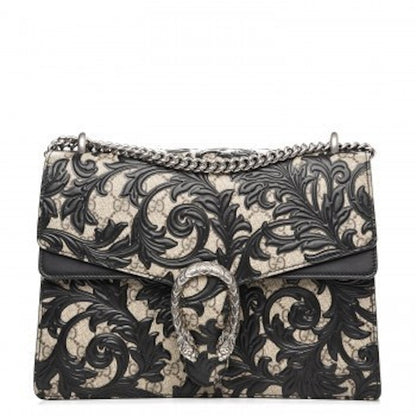 Gucci Dionysus Shoulder Bag GG Supreme Arabesque Medium Black/Beige