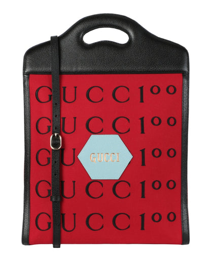 Gucci Aria 100th Anniversary Embroidered Tote Red