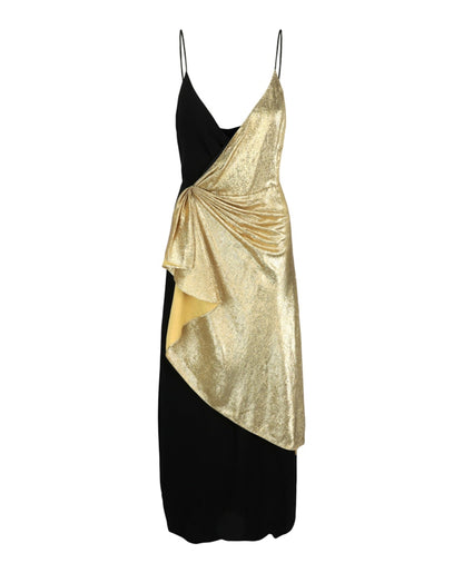 Gucci Asymmetric Silk Dress Black Gold