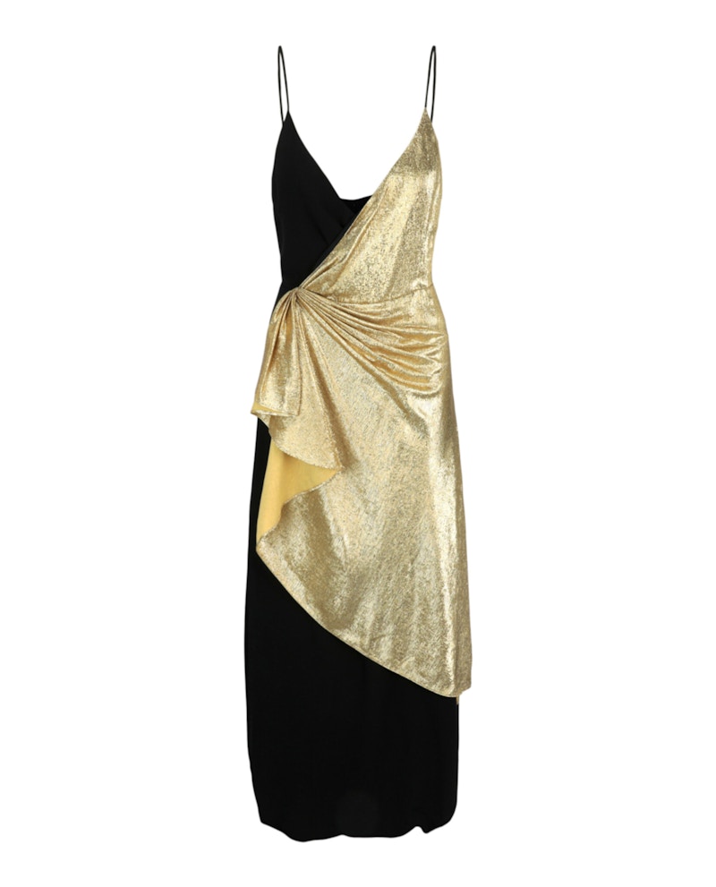 Gucci Asymmetric Silk Dress Black Gold