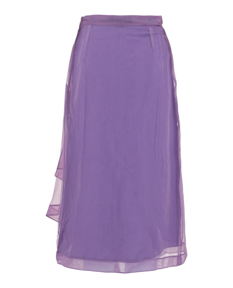 Gucci Asymmetrical Mesh Midi Skirt Light Purple