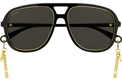 Gucci Aviator Chain Sunglasses Black/Gold (GG1077S-001-57)