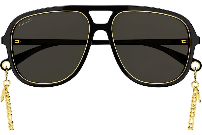 Gucci Aviator Chain Sunglasses Black/Gold (GG1077S-001-57)