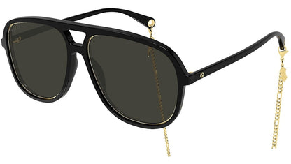 Gucci Aviator Chain Sunglasses Black/Gold (GG1077S-001-57)