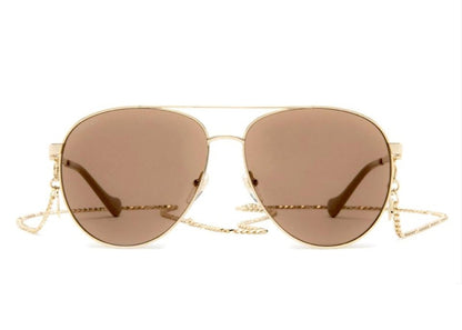 Gucci Aviator Chain Sunglasses Gold/Brown (GG1088S-004)