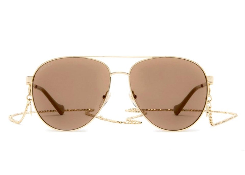 Gucci Aviator Chain Sunglasses Gold/Brown (GG1088S-004)