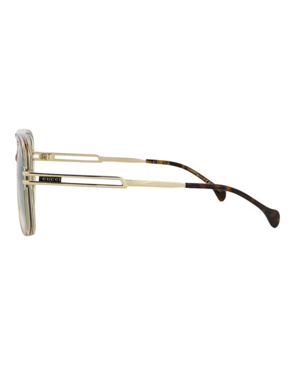 Gucci Aviator-Frame Acetate Sunglasses Brown/Gold/Green (GG1105S-30012813-003)