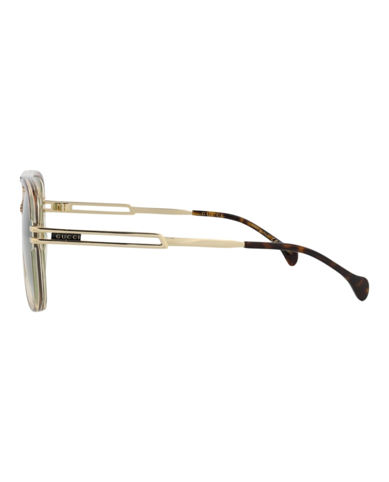 Gucci Aviator-Frame Acetate Sunglasses Brown/Gold/Green (GG1105S-30012813-003)