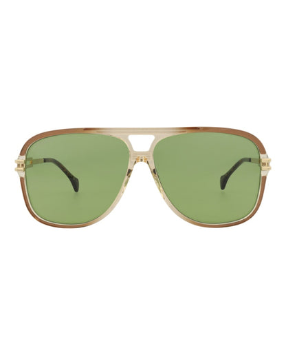 Gucci Aviator-Frame Acetate Sunglasses Brown/Gold/Green (GG1105S-30012813-003)