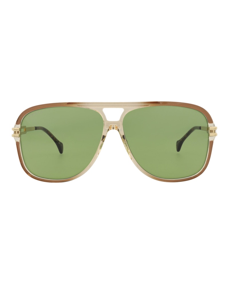 Gucci Aviator-Frame Acetate Sunglasses Brown/Gold/Green (GG1105S-30012813-003)
