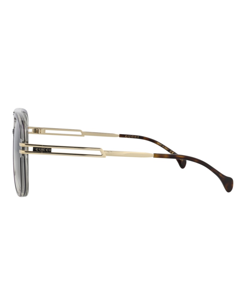 Gucci Aviator-Frame Acetate Sunglasses Grey Gold Grey (GG1105S-30012813-001)