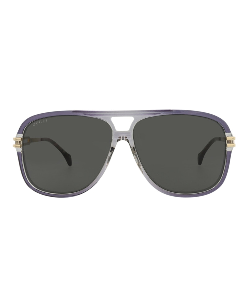 Gucci Aviator-Frame Acetate Sunglasses Grey Gold Grey (GG1105S-30012813-001)