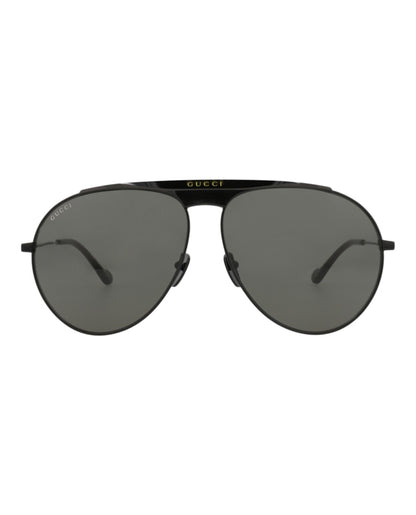Gucci Aviator-Frame Metal Sunglasses Black Black Grey (GG0908S-30010529-004)