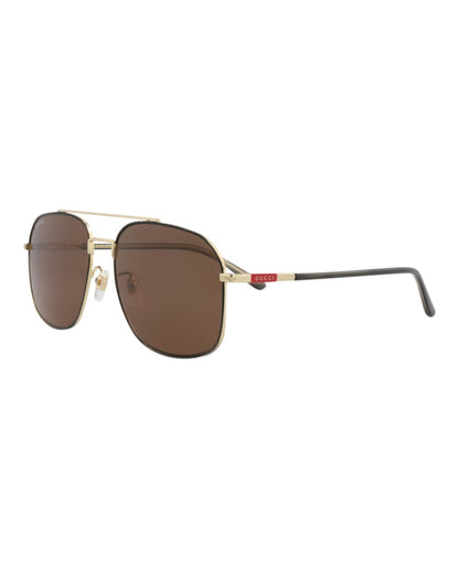Gucci Aviator-Frame Metal Sunglasses GOLD HAVANA BROWN (GG1351S-30013912-004)