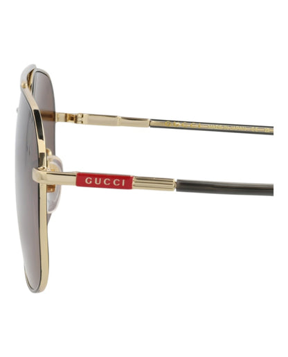 Gucci Aviator-Frame Metal Sunglasses GOLD HAVANA BROWN (GG1351S-30013912-004)