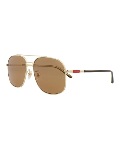 Gucci Aviator-Frame Metal Sunglasses GOLD HAVANA BROWN (GG1351S-30013912-005)