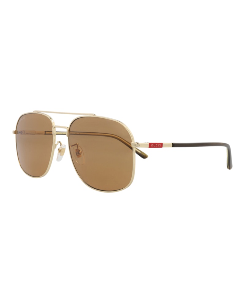 Gucci Aviator-Frame Metal Sunglasses GOLD HAVANA BROWN (GG1351S-30013912-005)