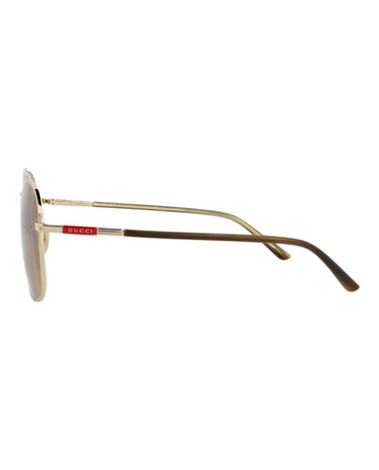 Gucci Aviator-Frame Metal Sunglasses GOLD HAVANA BROWN (GG1351S-30013912-005)