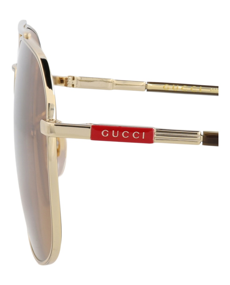 Gucci Aviator-Frame Metal Sunglasses GOLD HAVANA BROWN (GG1351S-30013912-005)