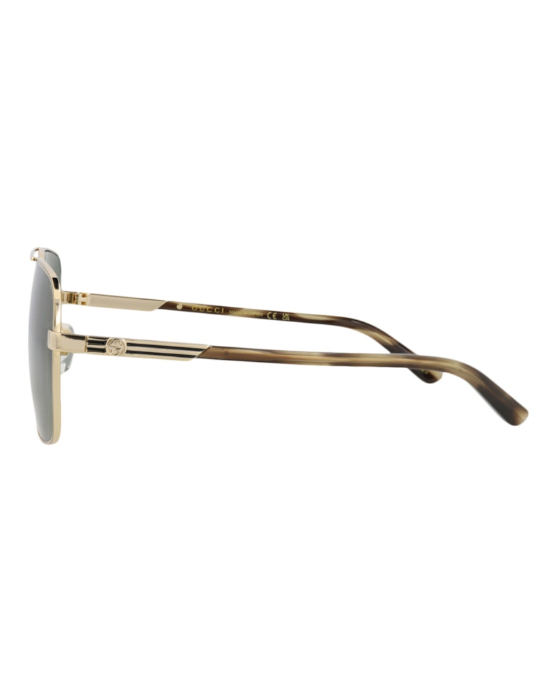 Gucci Aviator-Frame Metal Sunglasses GOLD HAVANA GREEN (GG1289S-30013910-003)
