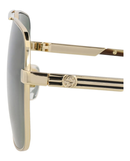Gucci Aviator-Frame Metal Sunglasses GOLD HAVANA GREEN (GG1289S-30013910-003)