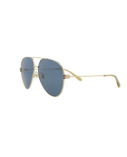 Gucci Aviator-Frame Metal Sunglasses Gold/Gold/Blue (GG1280S-30013904-003)